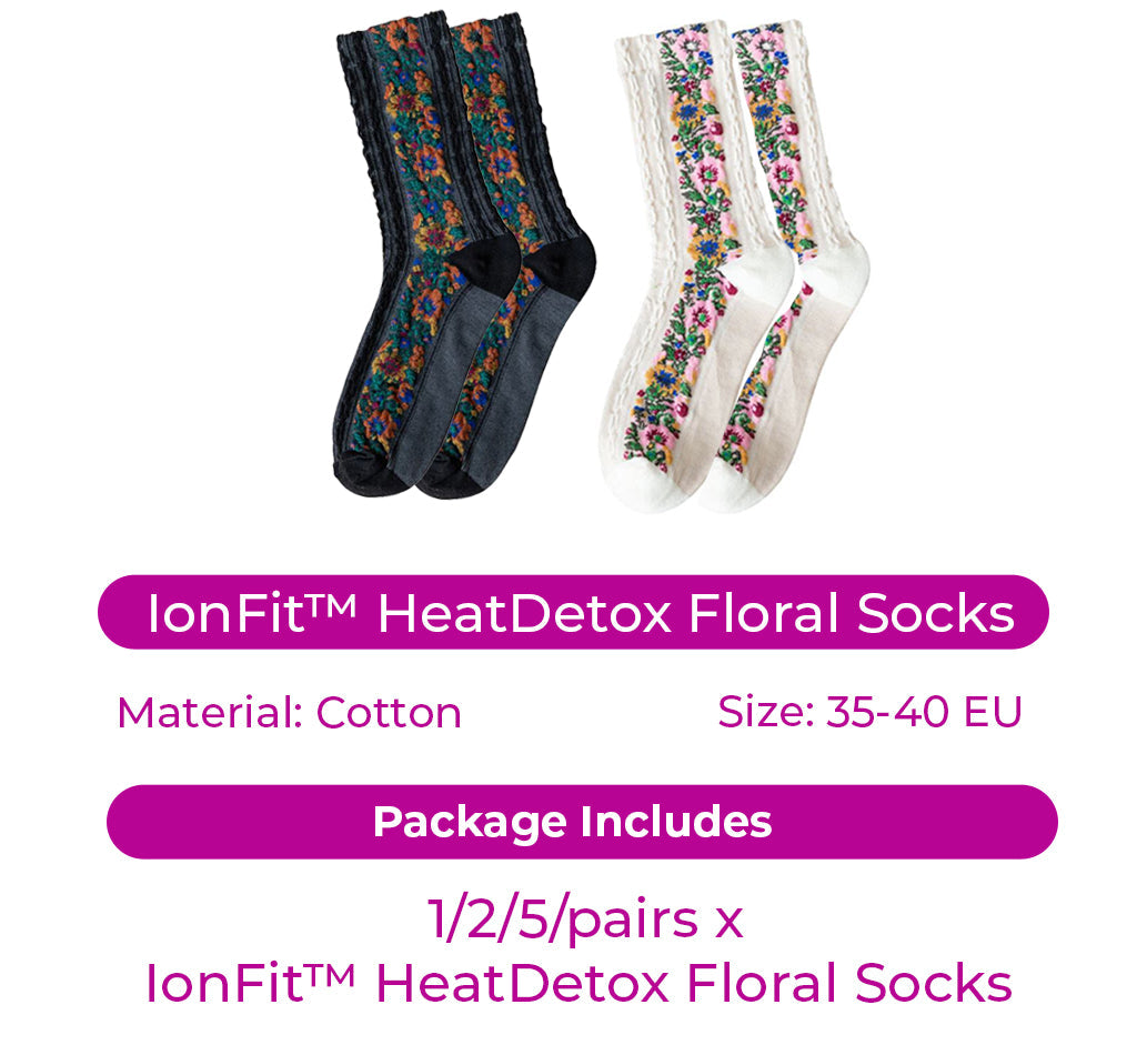 IonFit™ HeatDetox Floral Socks